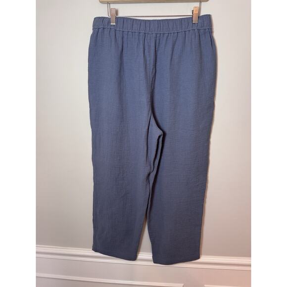 Madewell Blue Pull-On High-Rise Pants Comfy Linen Blend Light Womens Sz L NWT - Picture 3 of 10